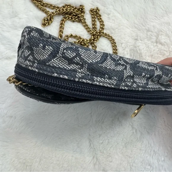 DIOR/Christian Dior CD Saddle Bag Navy Trotter Jacquard Pouch - Picture 5 of 11